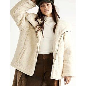 NEW Free People Raya Cozy Coat Sherpa Fleece Teddy Jacket Oversized Winter Coat